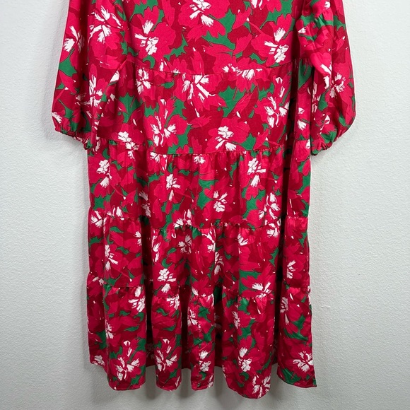 Michelle Mcdowell Dress Womens 2X Red Floral Tiered Vacation Hawaiian Boho Beach - Picture 5 of 9